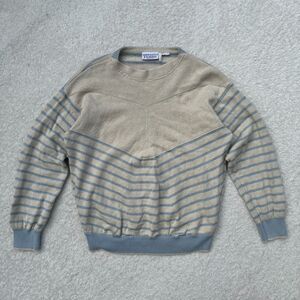 Vintage Gianfranco Ferre Knit Sweater Women's XL 54 EU Beige Blue Striped